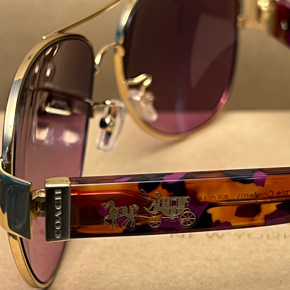 Coach Purple and Gold Aviator Sunglasses